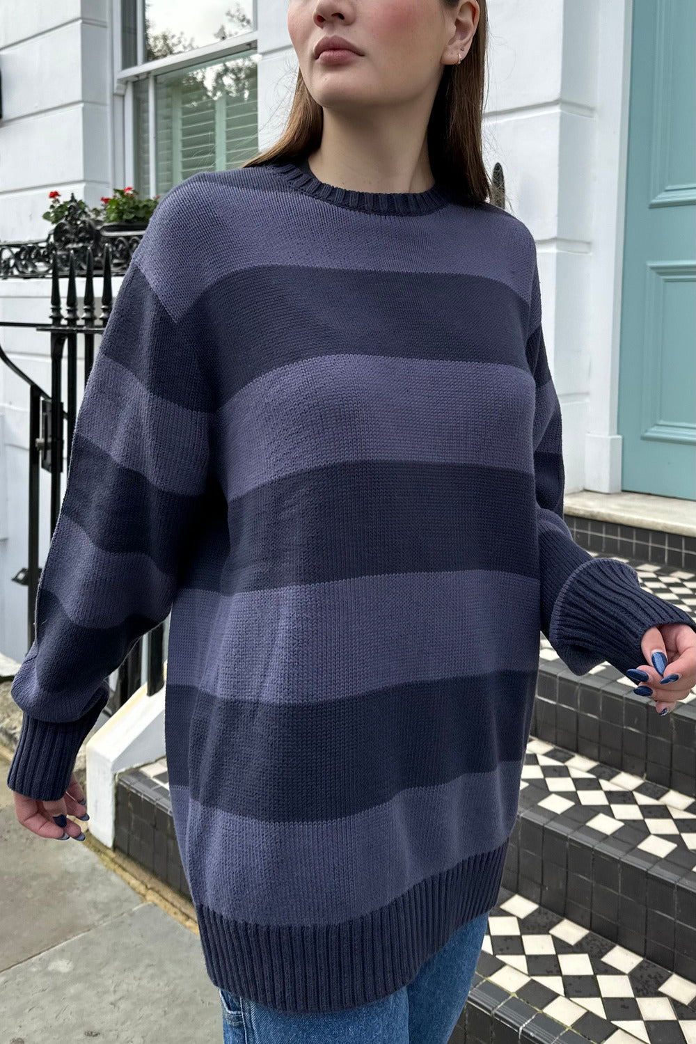 Blue Purple Stripes / Oversized Fit