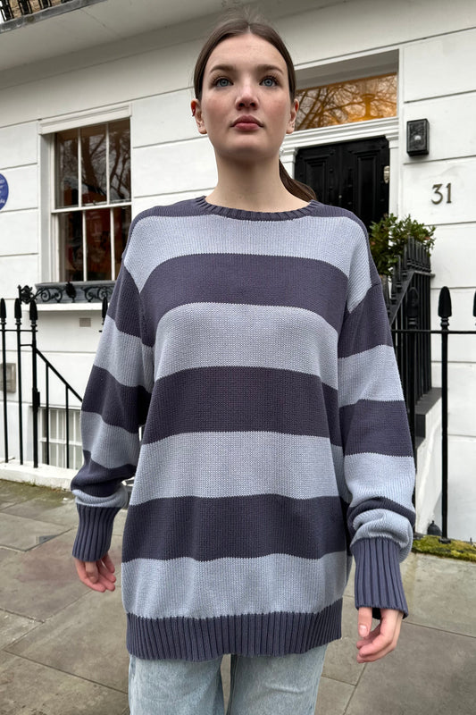 Blue And Washed Navy Stripes / Oversized Fit