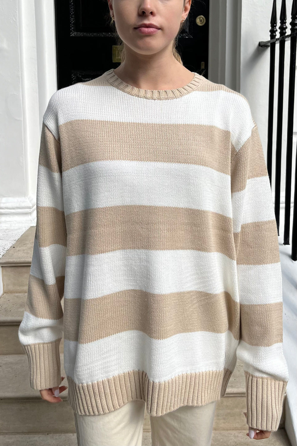 Latte Ivory Stripes / Oversized Fit