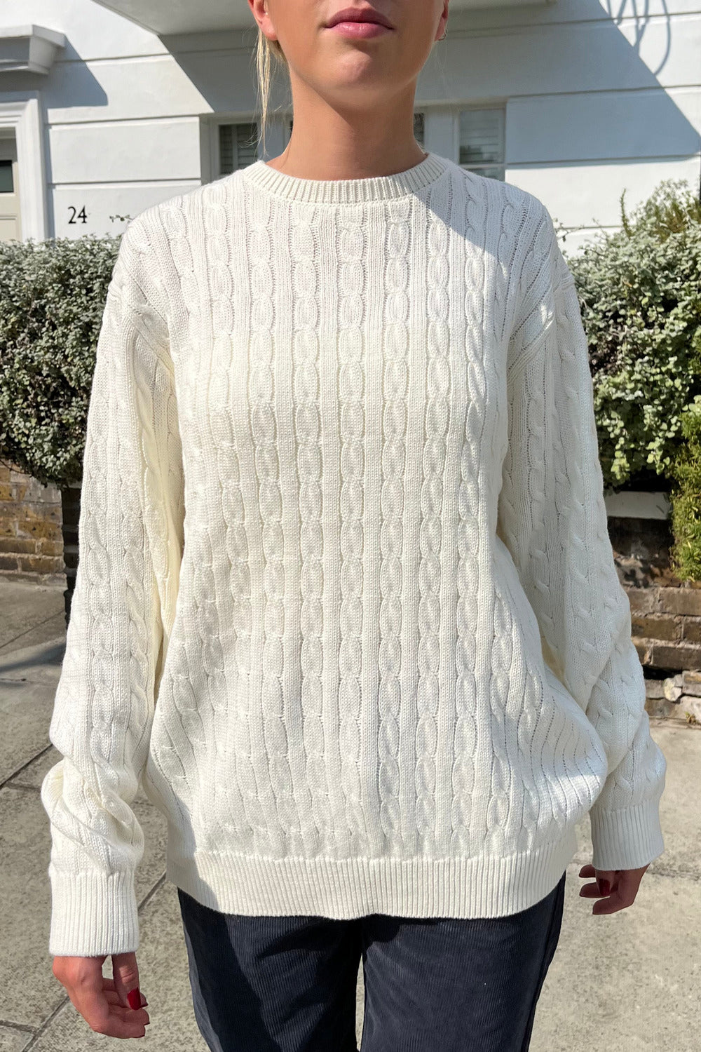 Brianna Cotton Cable Knit Sweater – Brandy Melville UK