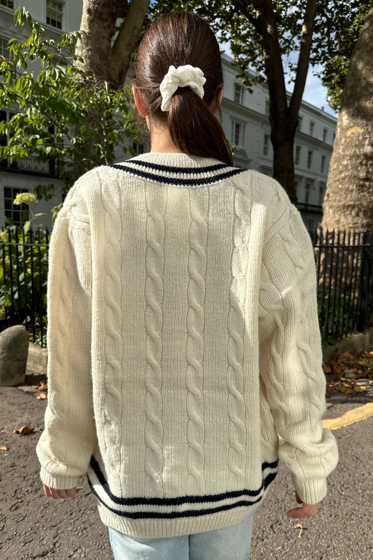 Nikki Trimming Sweater | Navy Cream Stripes / Oversized Fit