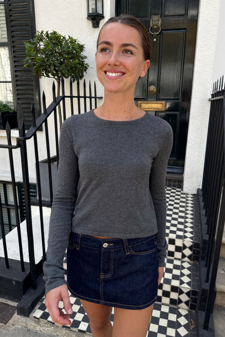 Teya Knit Top | Dark Heather Grey / XS/S