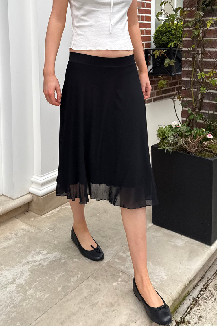Zarah Mesh Skirt | Black / XS/S