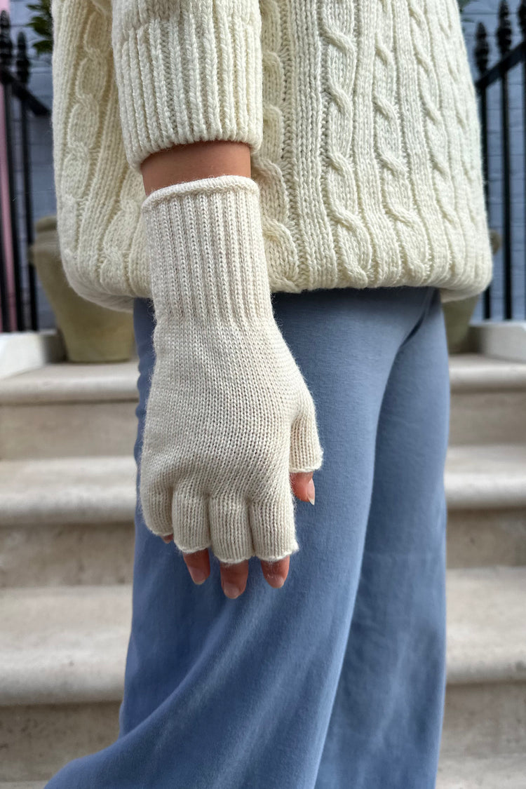 Fingerless Wool Gloves | Cream