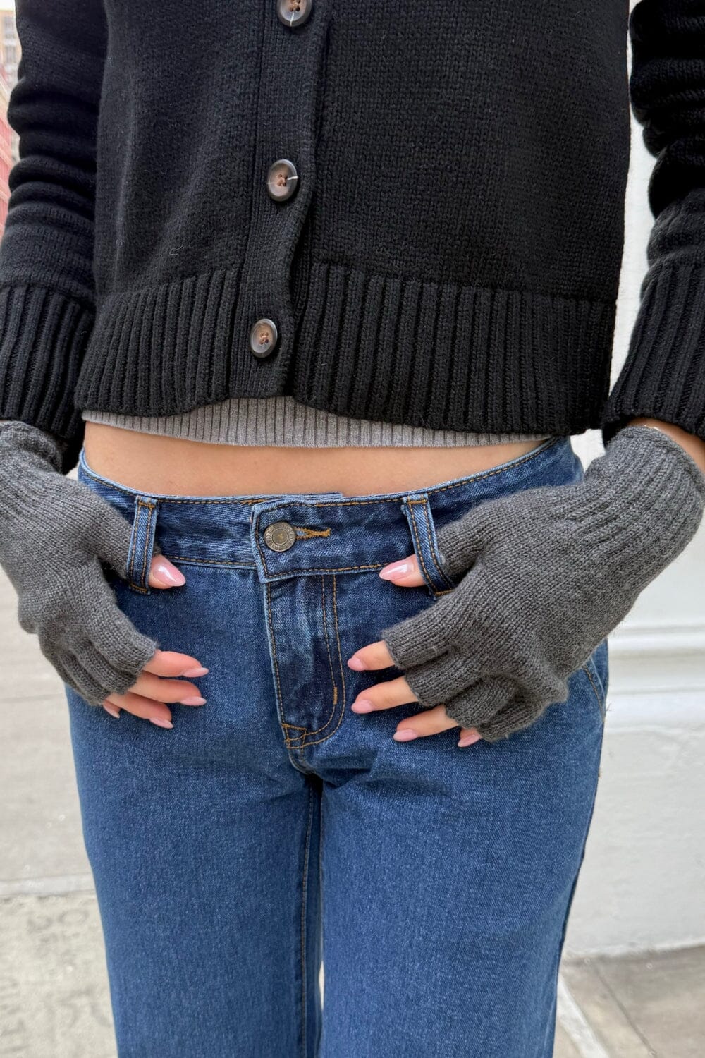 Fingerless Wool Gloves | Dark Grey