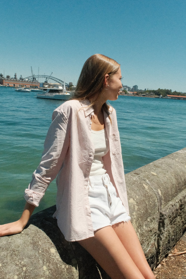 Stephanie Stripe Top | White And Red Stripes / S/M