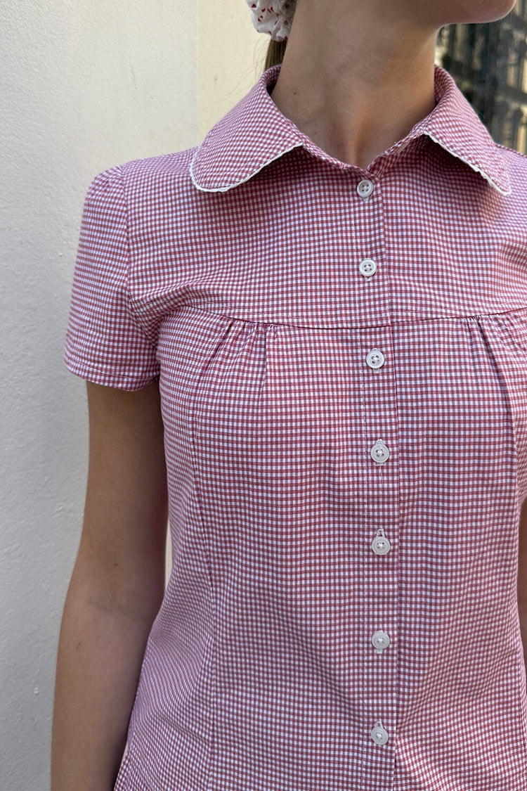 Teagan Checkered Top | Red White Checkered / XS/S