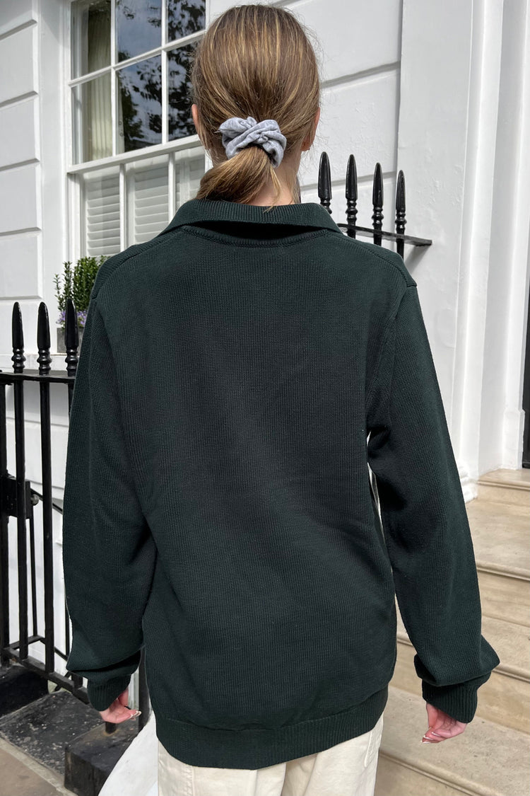 Katiana Collar Sweater | Dark Green / Oversized Fit