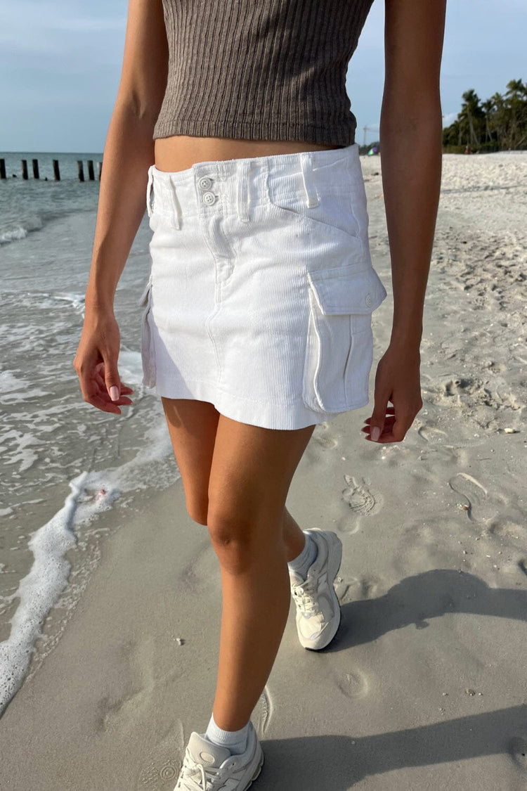 Beverly Cargo Corduroy Mini Skirt | Natural White / XS/S