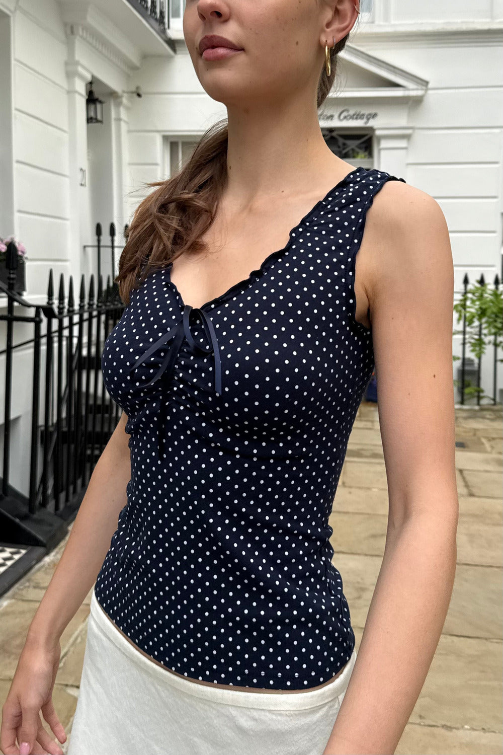 Navy With White Polka Dots / XS/S