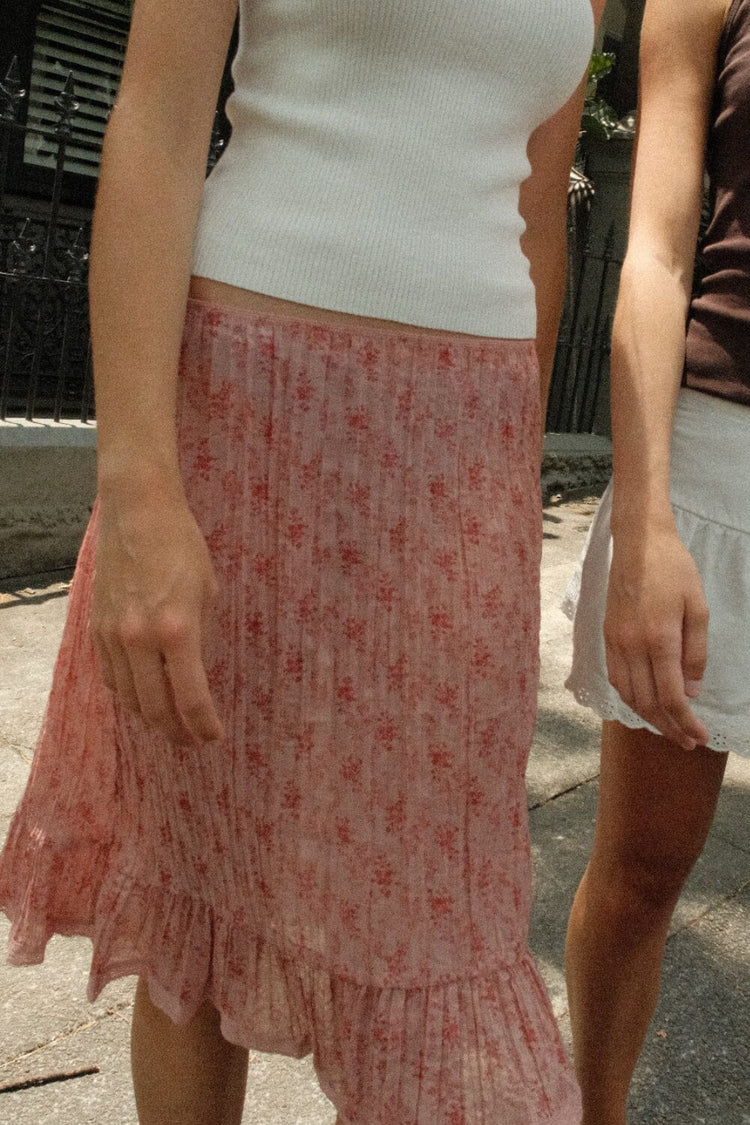 Justine Flower Skirt | Dusty Pink Flower / XS/S