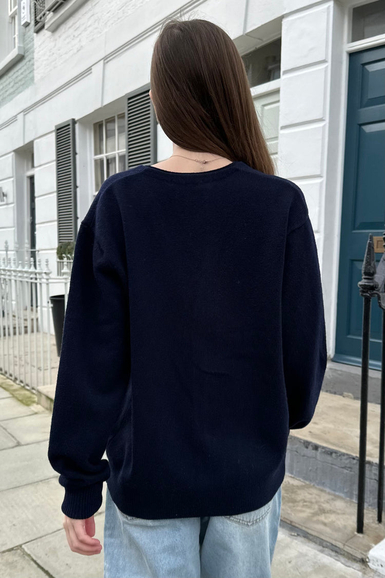 Kathryn Wool Cardigan | Navy Blue / Oversized Fit