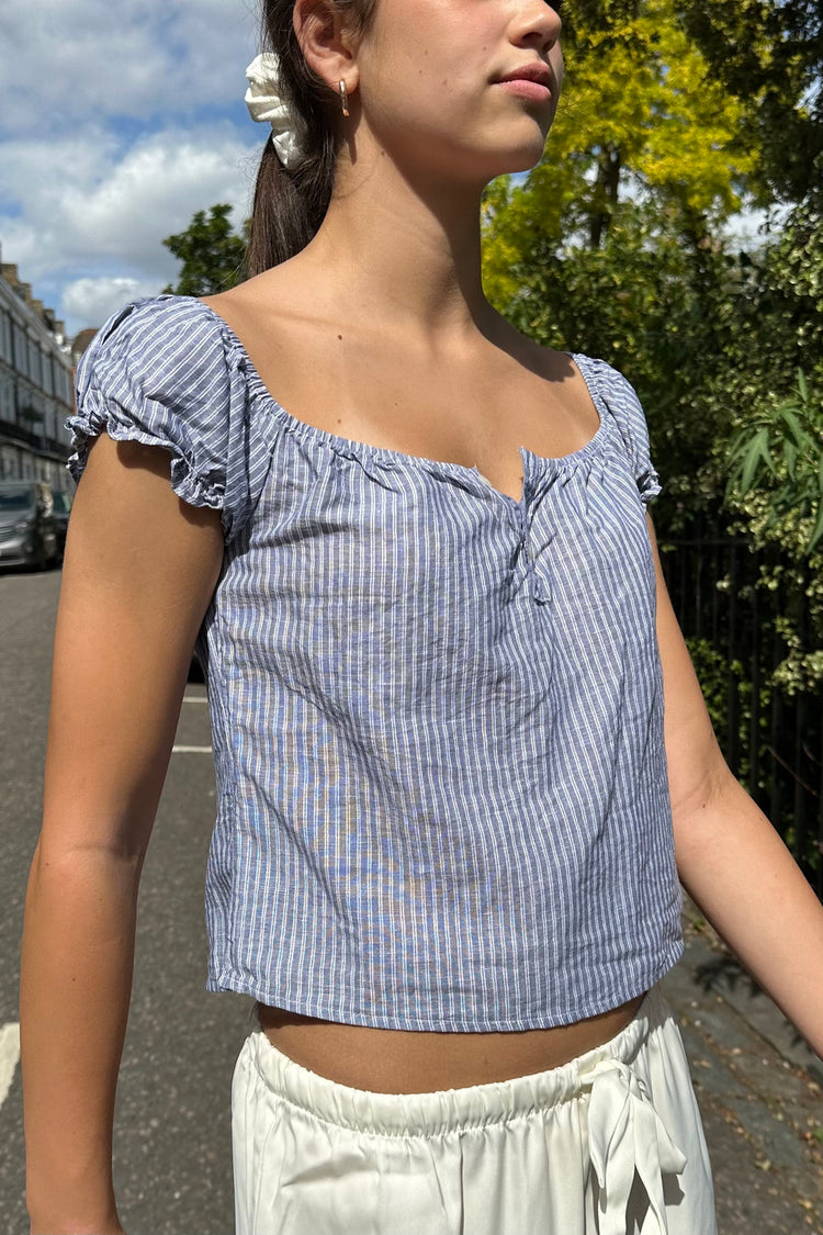 Flavia Top | Blue Stripes / S