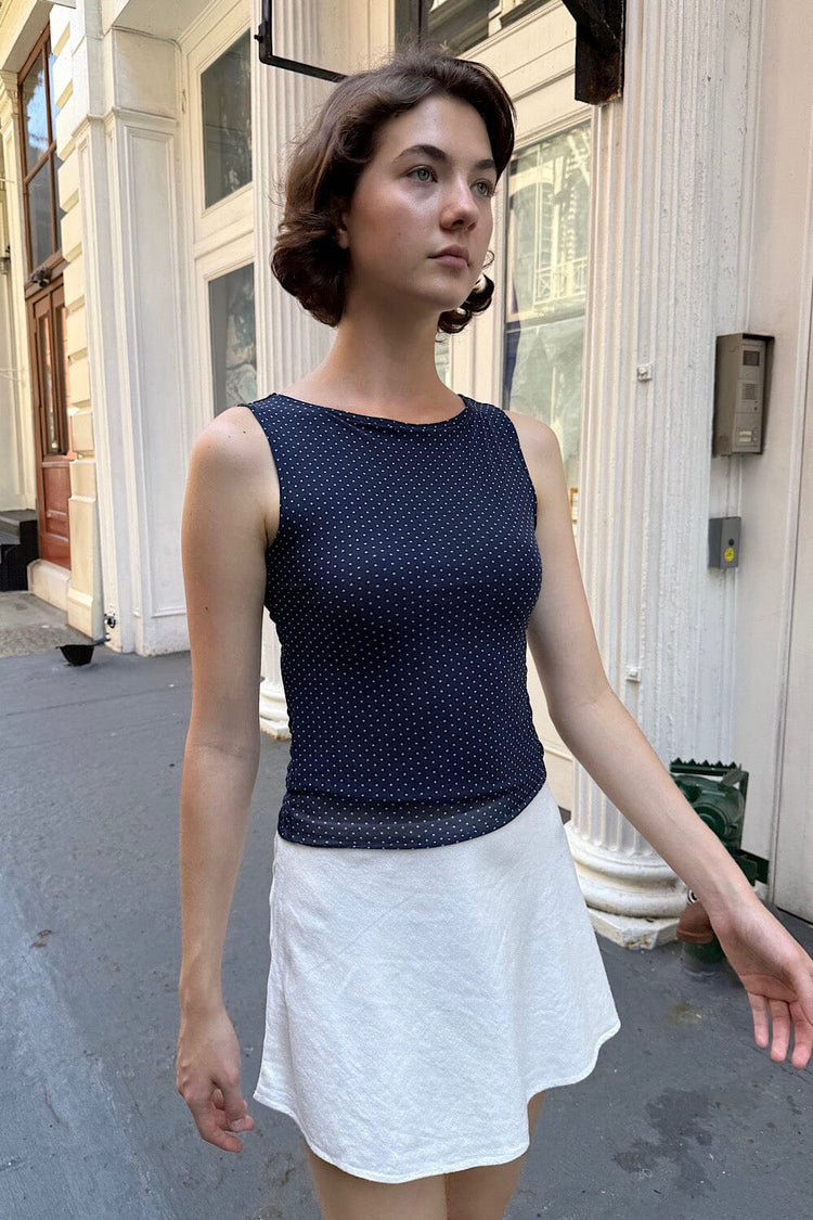 Kathleen Polka Dots Tank | Navy With White Polka Dots / XS/S