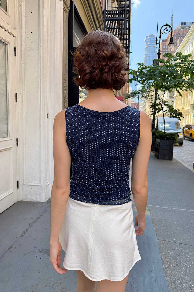 Kathleen Polka Dots Tank | Navy With White Polka Dots / XS/S