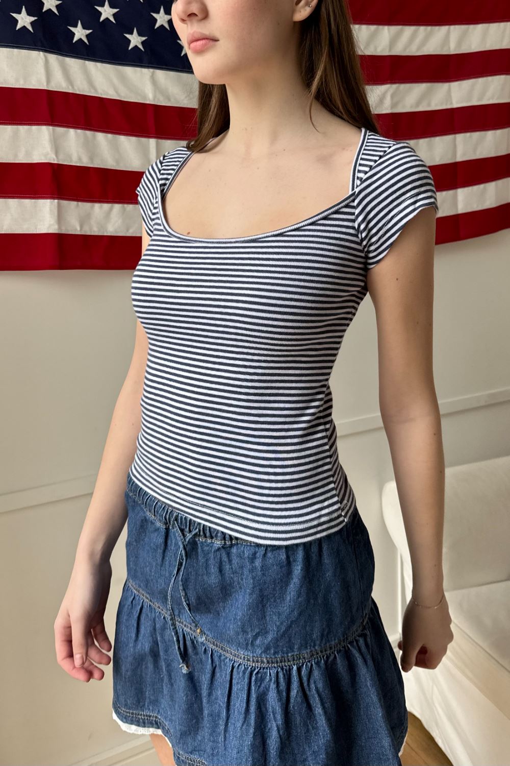 Navy Blue White Stripes / XS/S