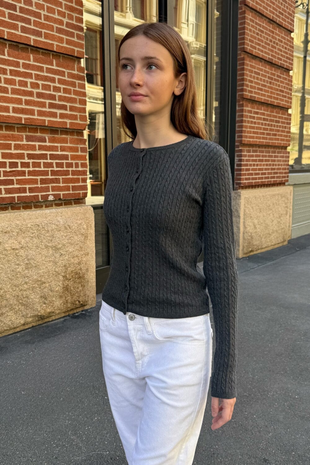 Zoe Cable Knit Cardigan | Dark Grey / XS/S