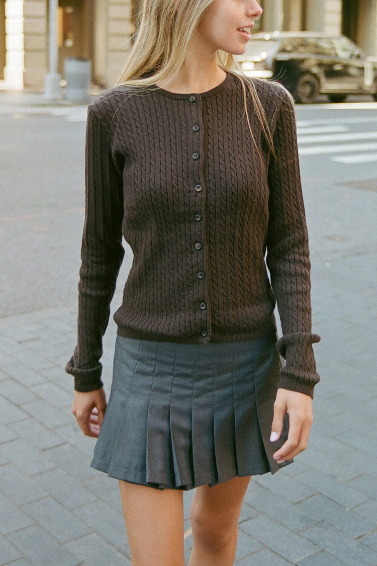 Zoe Cable Knit Cardigan | Dark Brown / XS/S