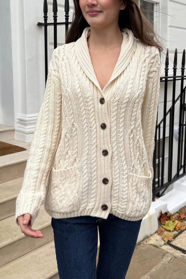 Margot Cable Knit Cardigan | Ivory / S/M