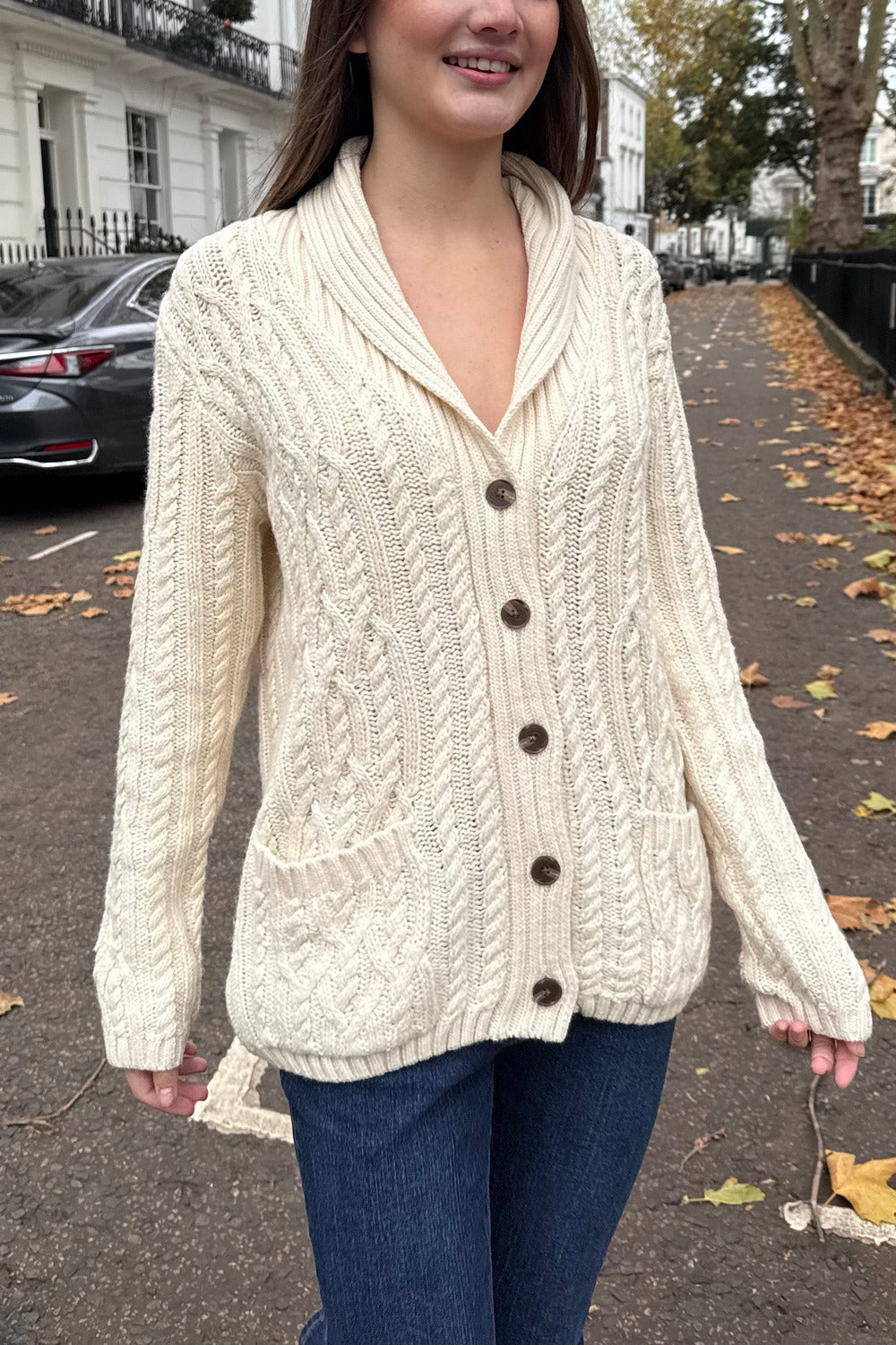 Margot Cable Knit Cardigan | Ivory / S/M