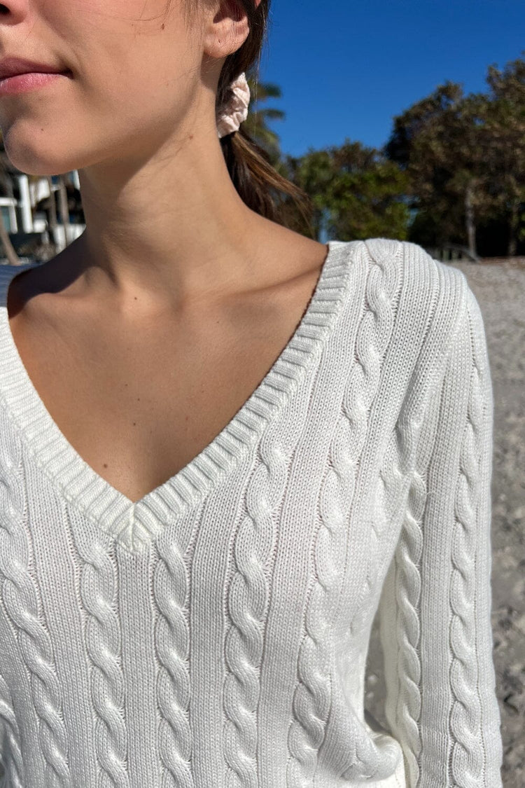 Athena Cotton Sweater | White / Regular Fit