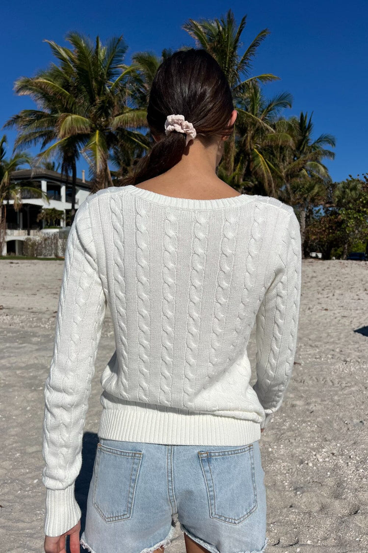 Athena Cotton Sweater | White / Regular Fit