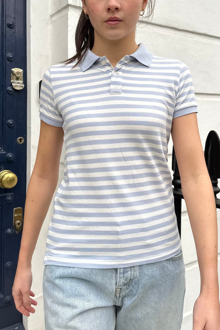 Lorrin Striped Top | Light Blue White Stripes / XS/S