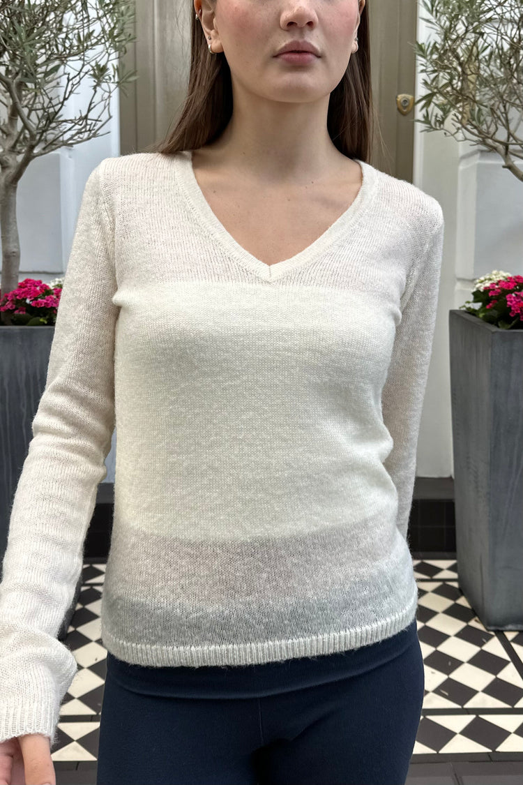 Libby V-Neck Sweater | Ivory / XS/S