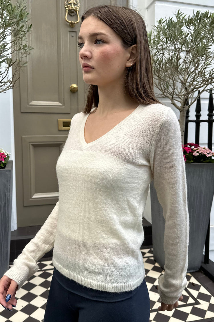 Libby V-Neck Sweater | Ivory / XS/S