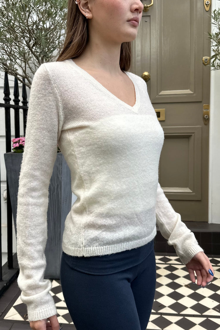 Libby V-Neck Sweater | Ivory / XS/S