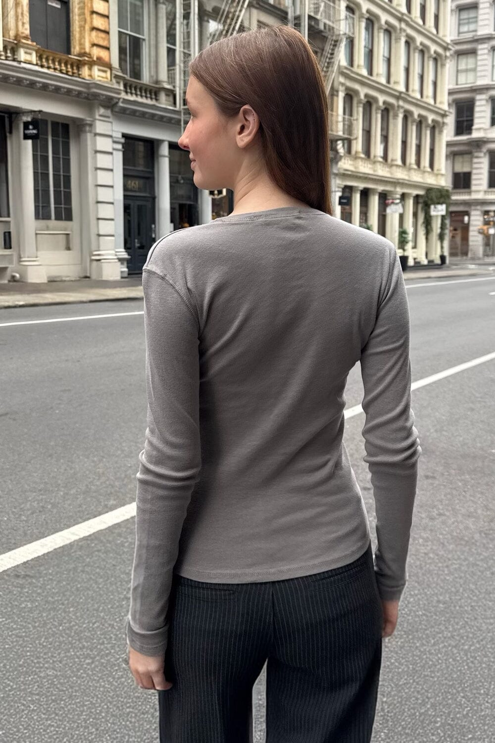 Ainsley Top | Light Charcoal Grey / S