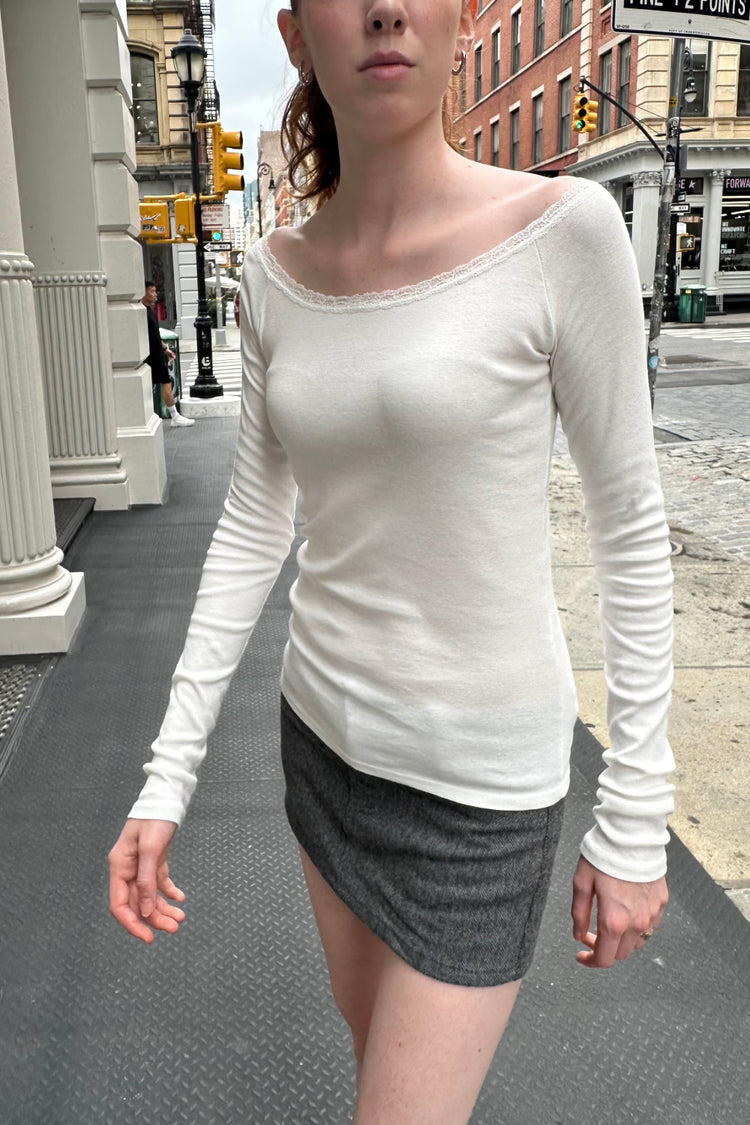 Larissa Long Sleeve Top | Natural White / XS/S