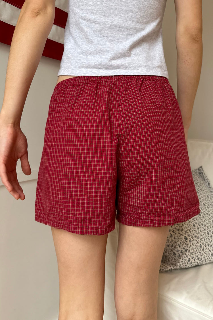 Keira Long Boxer Shorts | Red With White And Black Plaid / XS/S