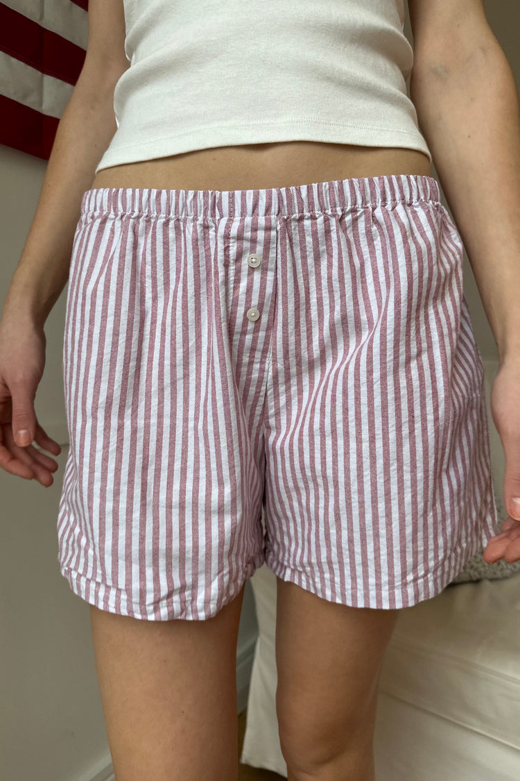 Keira Long Striped Boxer Shorts | Faded Red White Vertical Stripes / XS/S