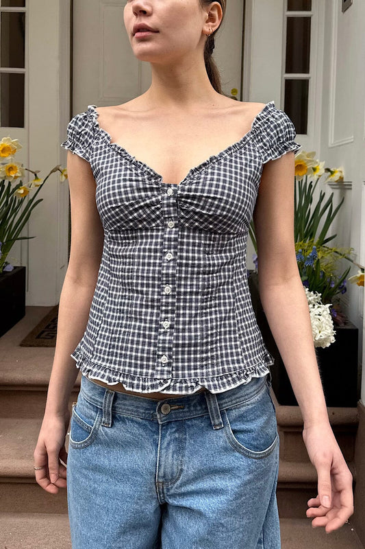 Dark Navy White Plaid / XS/S