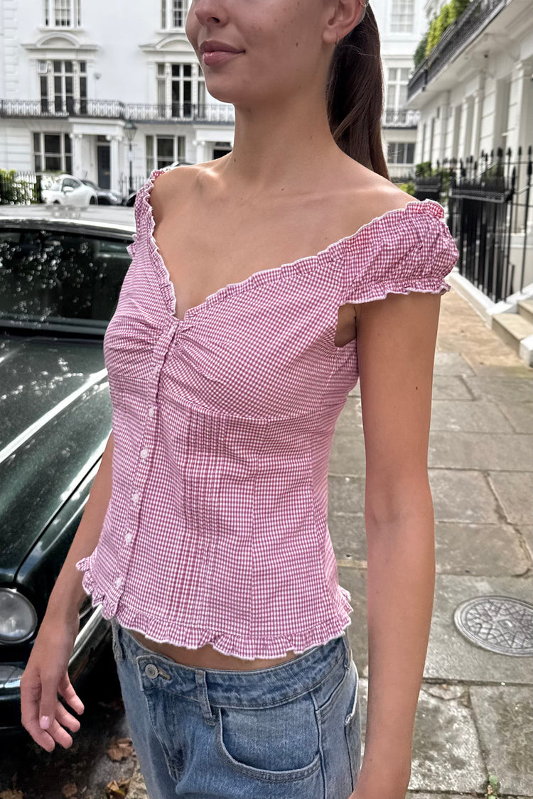 Elena Gingham Top | Red Gingham / XS/S