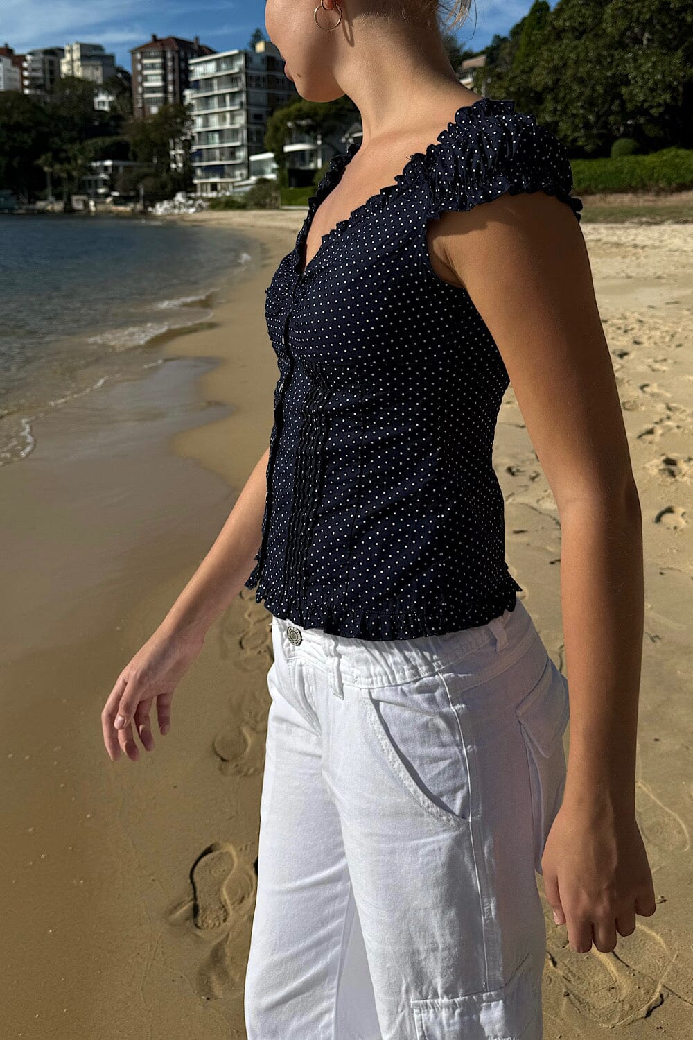 Navy With White Polka Dots / XS/S