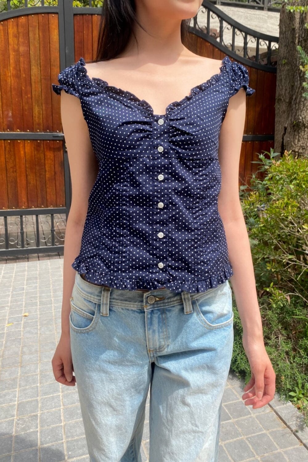 Navy With White Polka Dots / XS/S