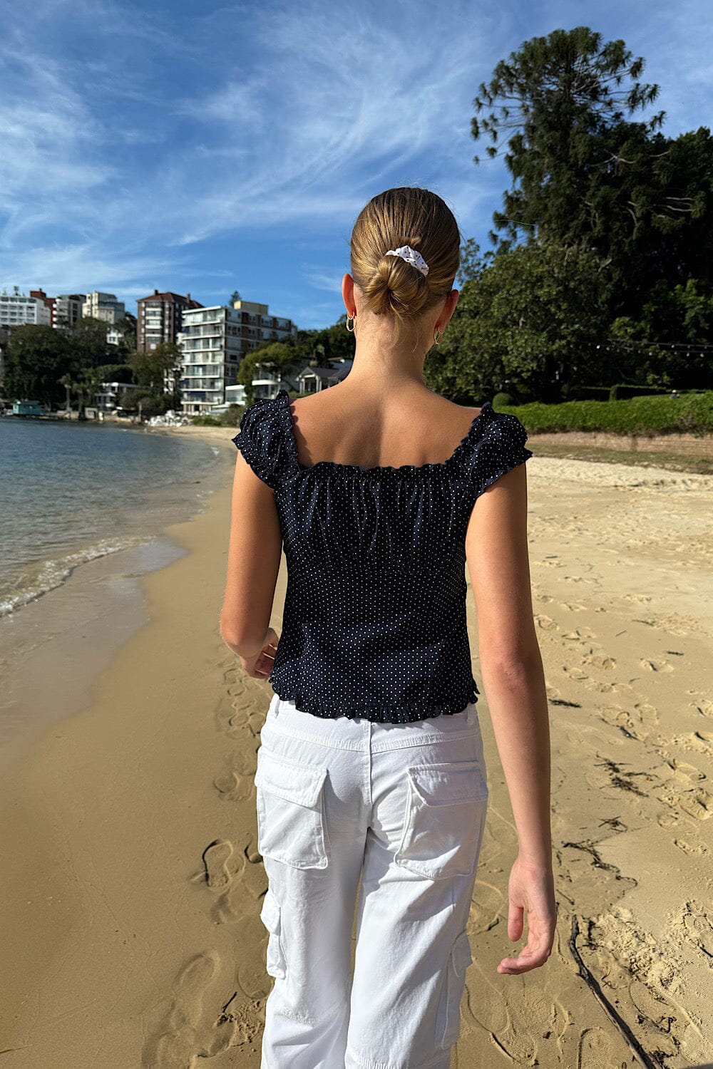 Navy With White Polka Dots / XS/S