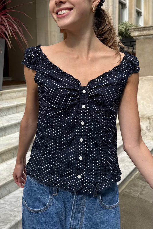 Navy With White Polka Dots / XS/S