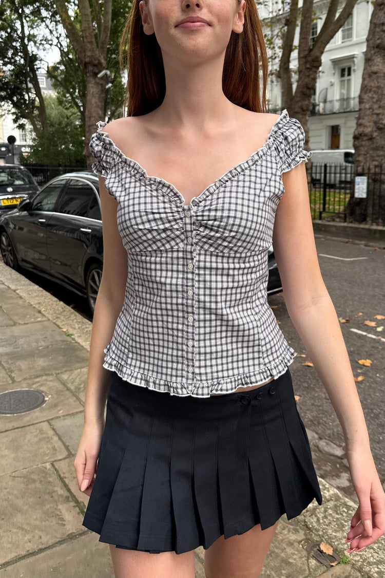 Elena Plaid Top | Navy White Plaid / XS/S