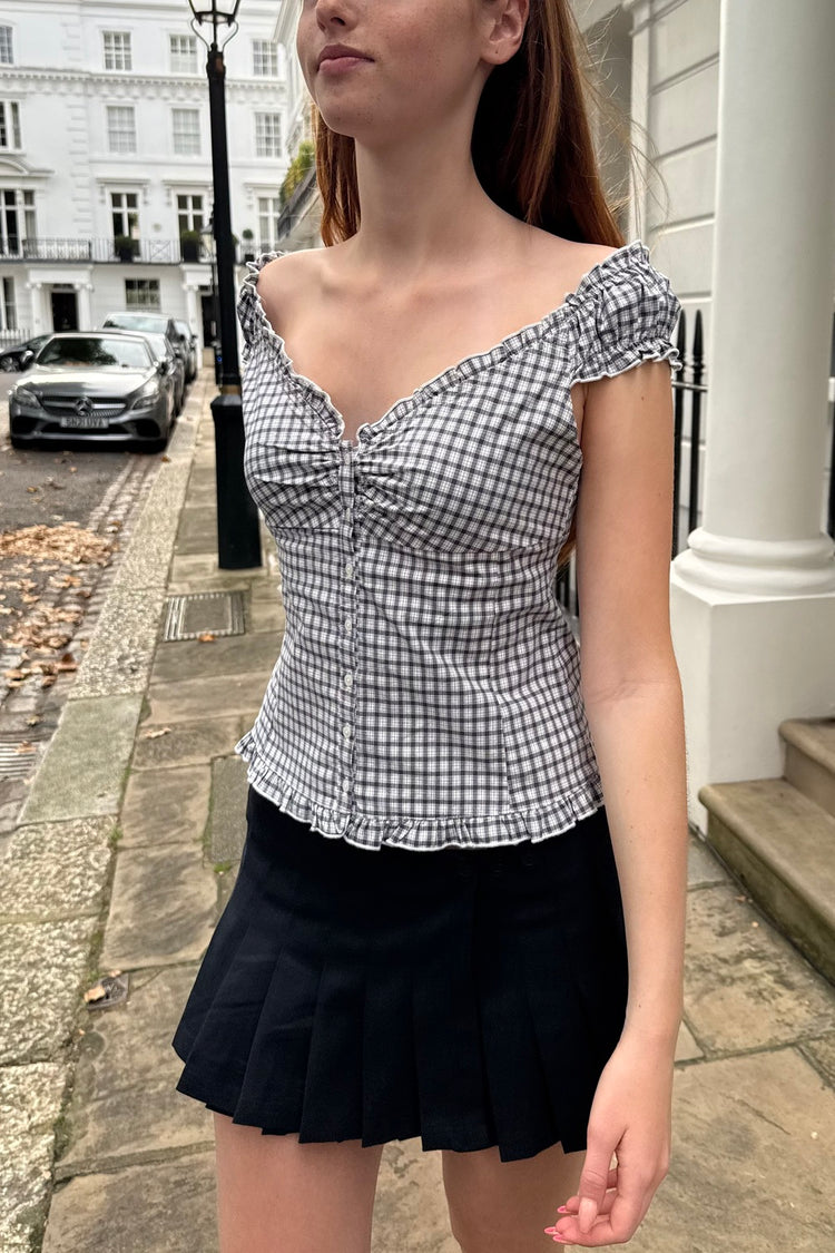 Elena Plaid Top | Navy White Plaid / XS/S