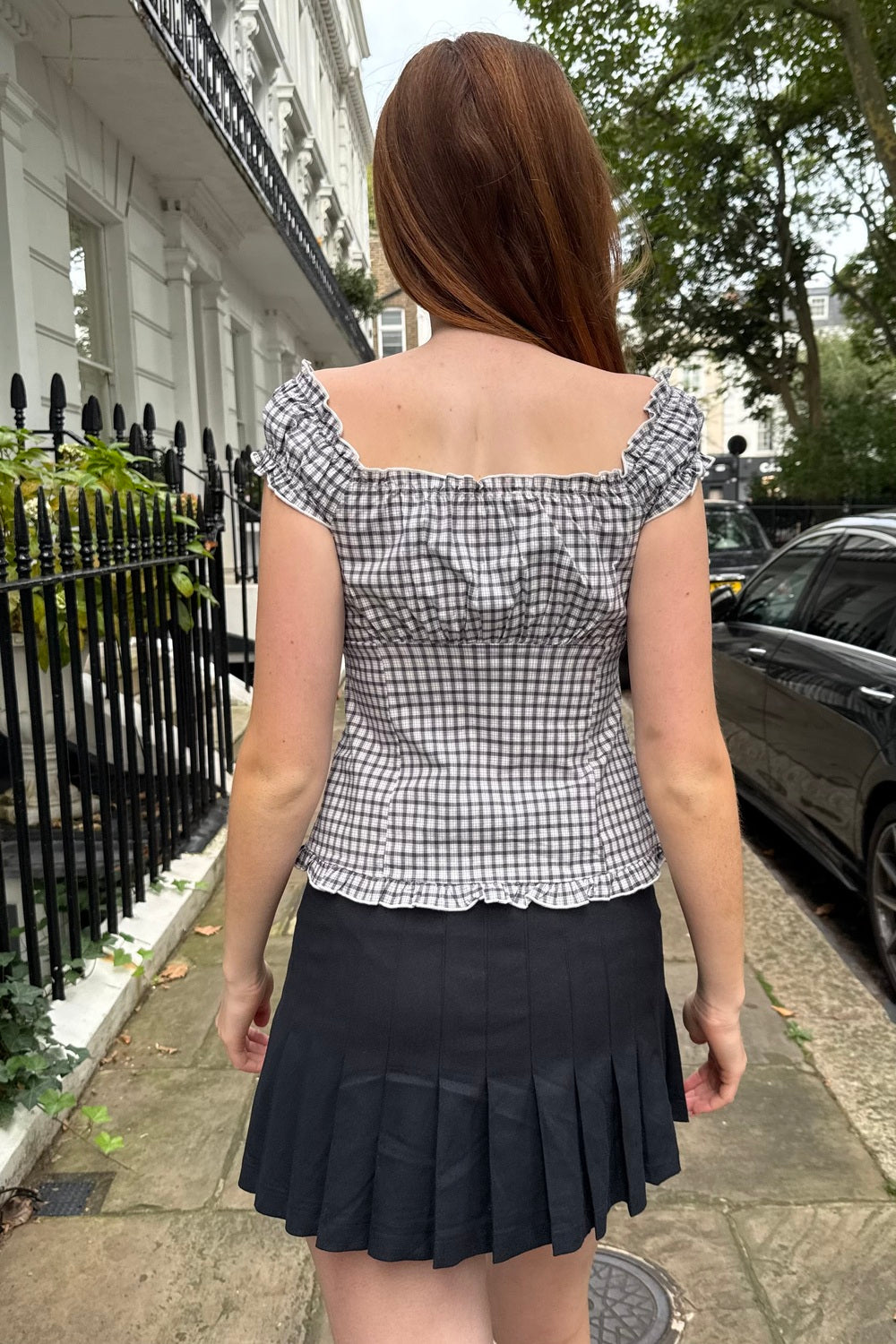 Elena Plaid Top | Navy White Plaid / XS/S