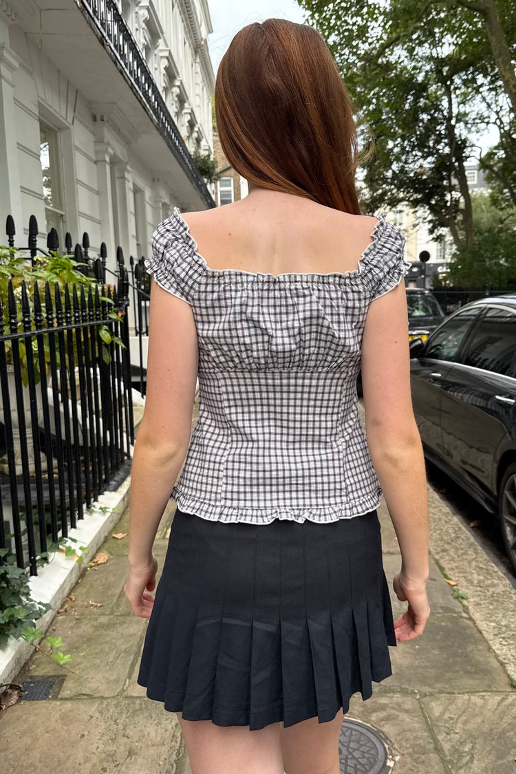 Elena Plaid Top | Navy White Plaid / XS/S