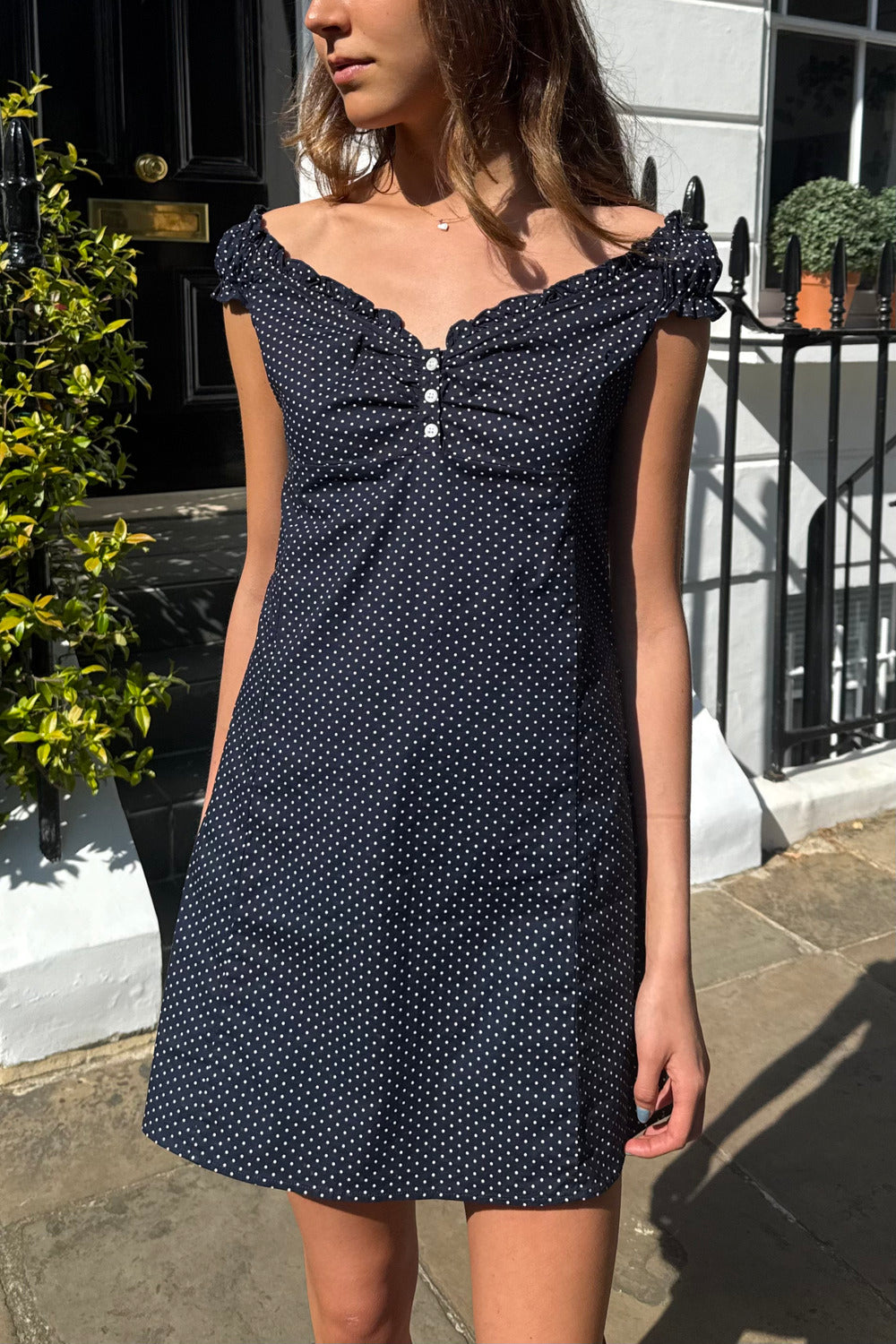 Clara Polka Dots Dress | Navy With White Polka Dots / XS/S