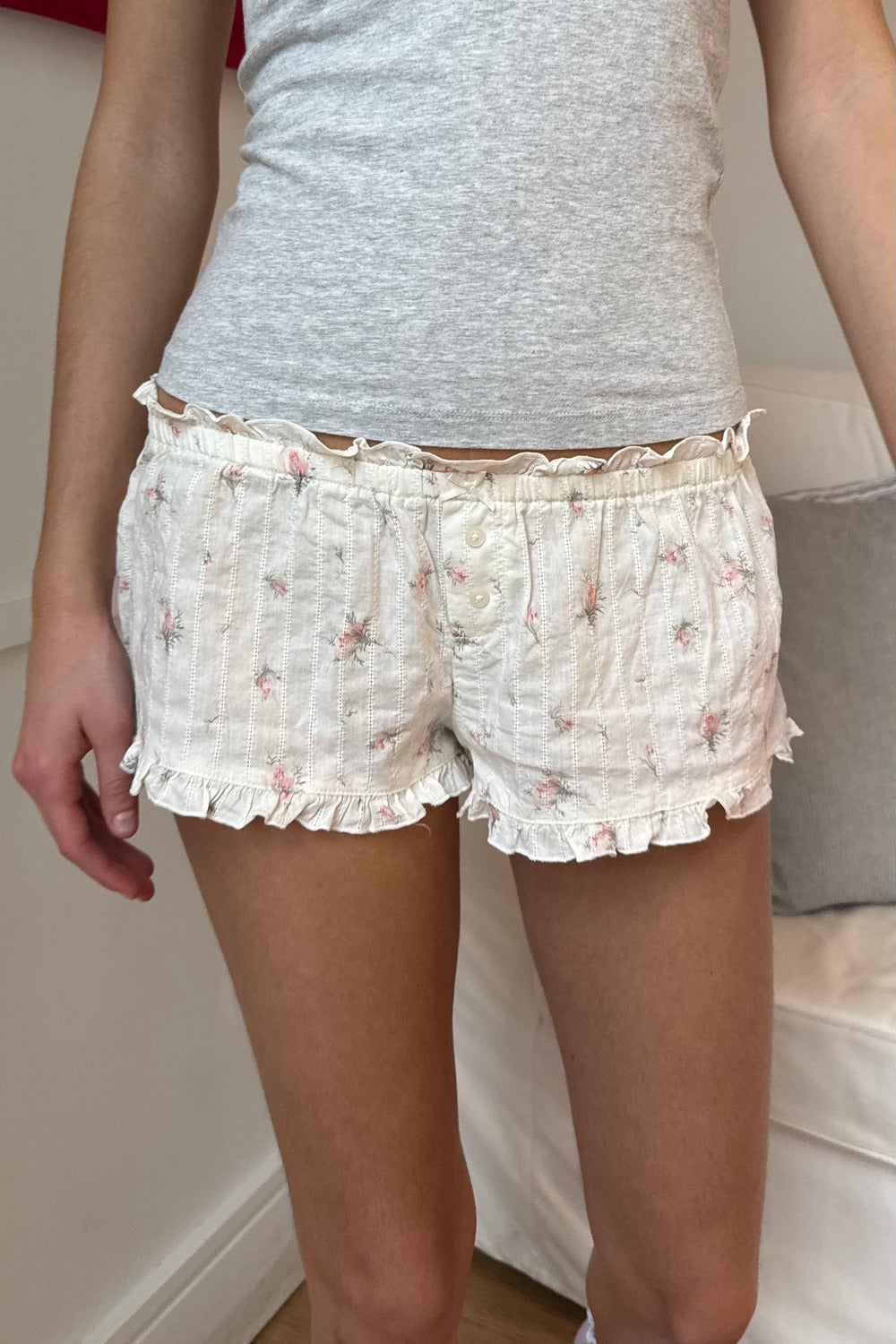 Ivory With Rose Floral / XS/S