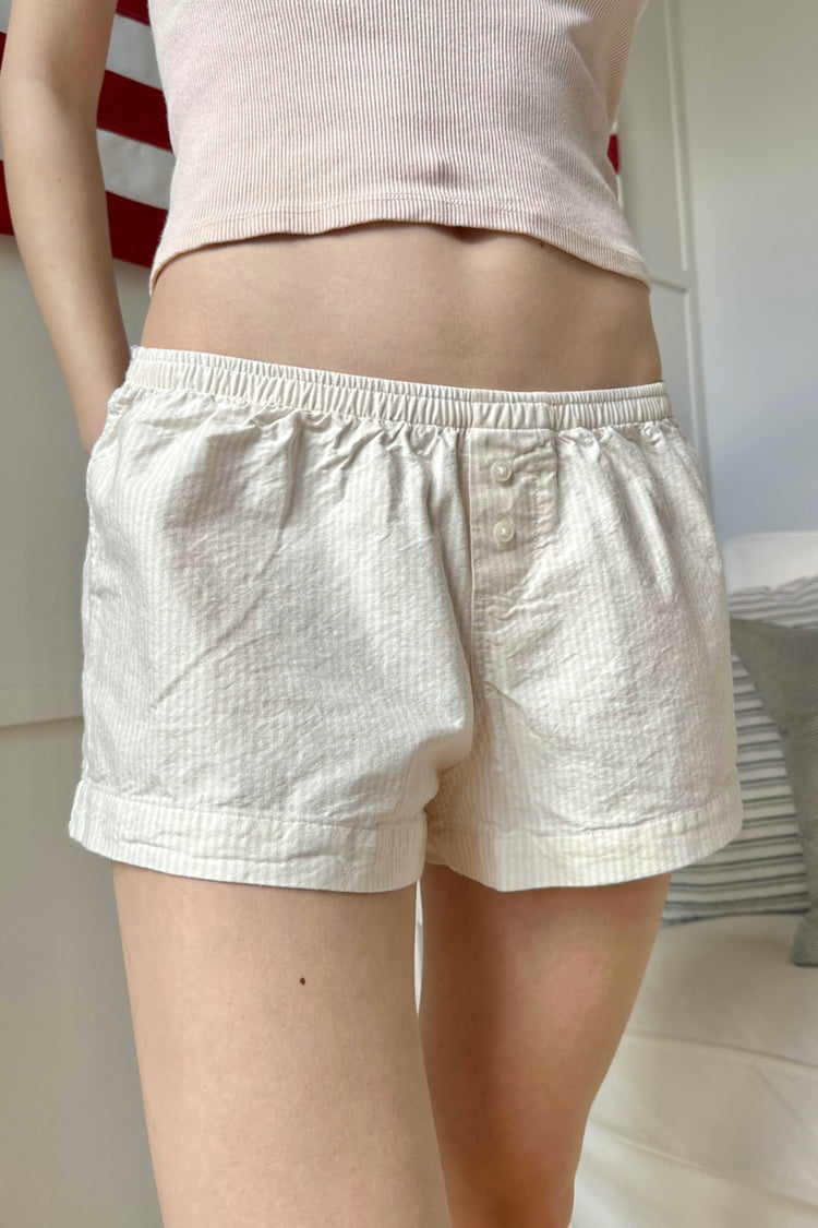 Keira Striped Pajama Shorts | Peach And White Stripes / XS/S