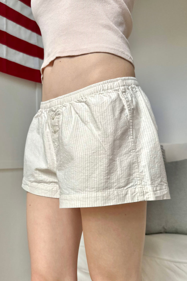 Keira Striped Pajama Shorts | Peach And White Stripes / XS/S