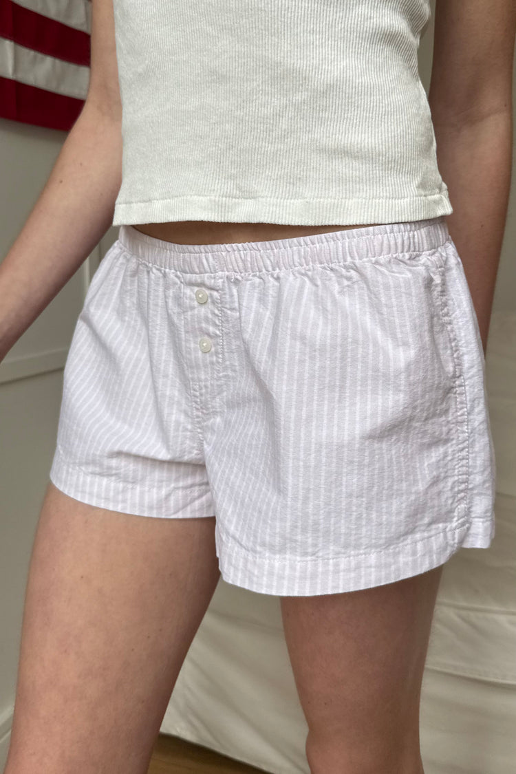 Keira Pajama Shorts | White And Pink Stripes / XS/S