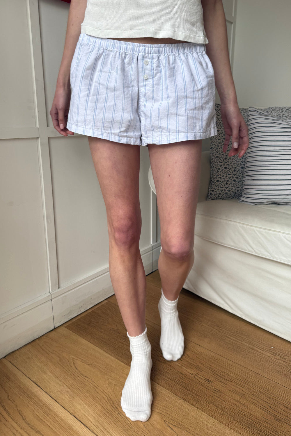 White Light Blue Double Stripes / XS/S